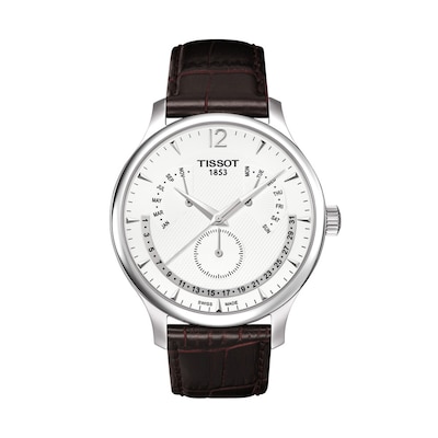 Men's Tissot Tradition Perpetual Calendar Strap Watch with White Dial (Model: T063.637.16.037.00)