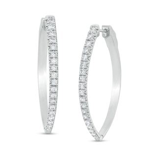 CT. T.W. Diamond Hoop Earrings in 10K White Gold