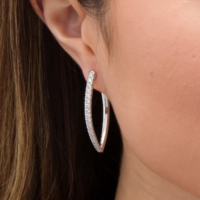 CT. T.W. Diamond Hoop Earrings in 10K White Gold