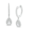 0.69 CT. T.W. Certified Diamond Pear-Shaped Frame Drop Earrings in 14K White Gold (I/I2)