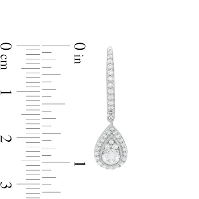 0.69 CT. T.W. Certified Diamond Pear-Shaped Frame Drop Earrings in 14K White Gold (I/I2)