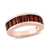Thumbnail Image 0 of Baguette-Cut Garnet Band in Sterling Silver with Rose Rhodium