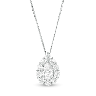 1.58 CT. T.W. Certified Pear-Shaped Diamond Scallop Frame Pendant in 14K White Gold (I/I1)