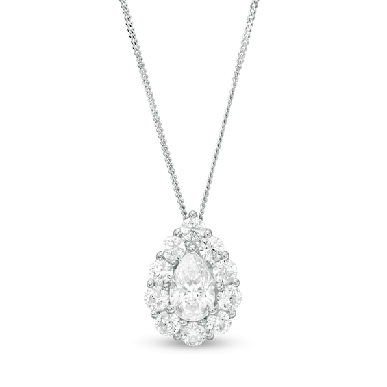 1.58 CT. T.W. Certified Pear-Shaped Diamond Scallop Frame Pendant in 14K White Gold (I/I1)