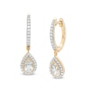 Thumbnail Image 0 of 0.69 CT. T.W. Certified Diamond Pear-Shaped Frame Drop Earrings in 14K Gold (I/I2)