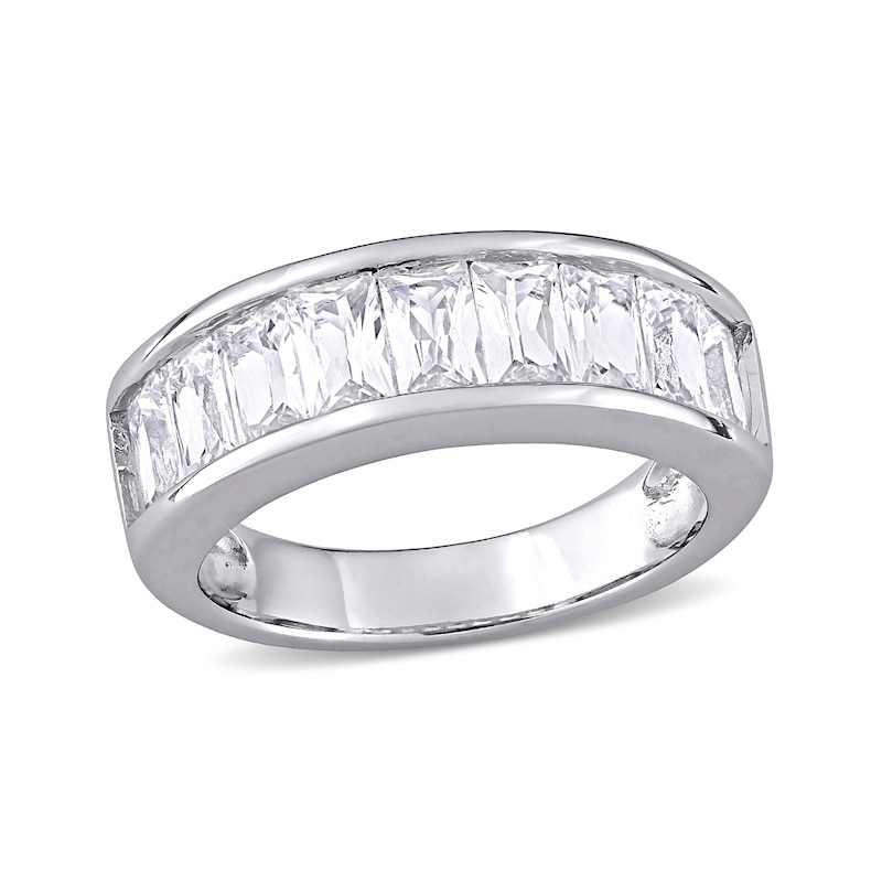 Baguette-Cut Lab-Created Sapphire Band in Sterling Silver|Peoples Jewellers