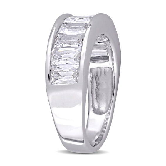 Baguette-Cut Lab-Created Sapphire Band in Sterling Silver