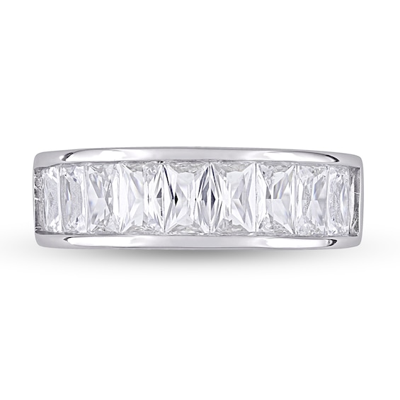 Baguette-Cut Lab-Created Sapphire Band in Sterling Silver