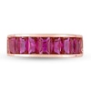 Baguette-Cut Lab-Created Ruby Band in Sterling Silver with Rose Rhodium