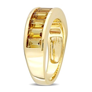 Baguette-Cut Citrine Band in Sterling Silver with Yellow Rhodium