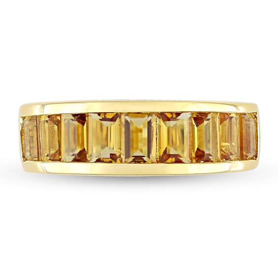 Baguette-Cut Citrine Band in Sterling Silver with Yellow Rhodium