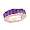 Thumbnail Image 0 of Baguette-Cut Amethyst Band in Sterling Silver with Rose Rhodium