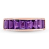 Baguette-Cut Amethyst Band in Sterling Silver with Rose Rhodium