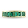 Baguette-Cut Lab-Created Emerald Band in Sterling Silver with Yellow Rhodium