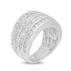 1.98 CT. T.W. Baguette and Round Diamond Multi-Row Anniversary Ring in 10K White Gold