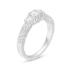 0.45 CT. T.W. Diamond Three Stone Filigree Engagement Ring in 10K White Gold