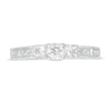 0.45 CT. T.W. Diamond Three Stone Filigree Engagement Ring in 10K White Gold