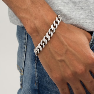 Vera Wang Men 11.0mm Oxidized Curb Chain Bracelet in Sterling Silver - 8.5"