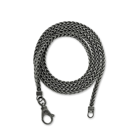 Vera Wang Men 6.0mm Foxtail Chain Necklace in Solid Sterling Silver  with Black Rhodium - 22"