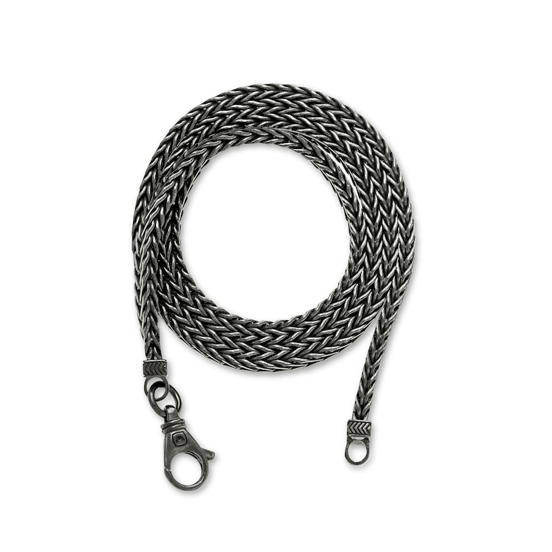 Vera Wang Men 6.0mm Foxtail Chain Necklace in Solid Sterling Silver  with Black Rhodium - 22"|Peoples Jewellers