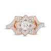 Thumbnail Image 3 of 0.58 CT. T.W. Diamond Flower Frame Vintage-Style Engagement Ring in 10K Rose Gold
