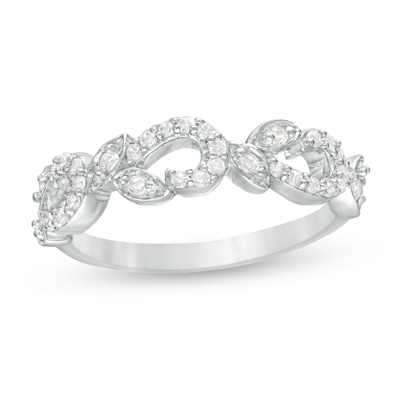 0.23 CT. T.W. Diamond Leaf Vine Stackable Band in 10K White Gold|Peoples Jewellers