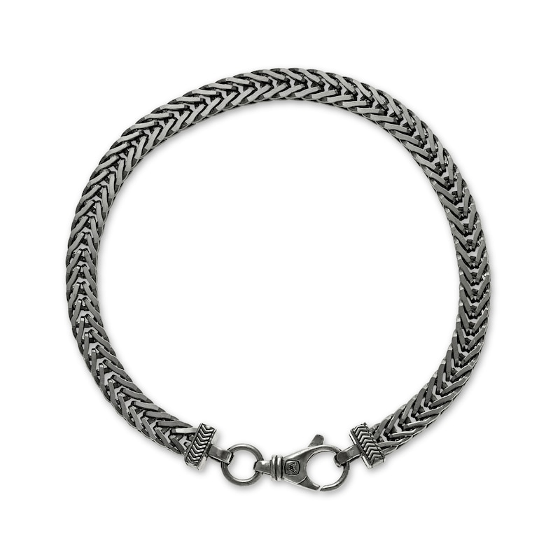 Vera Wang Men 6.0mm Foxtail Chain Bracelet in Solid Sterling Silver  with Black Rhodium - 8.25"|Peoples Jewellers