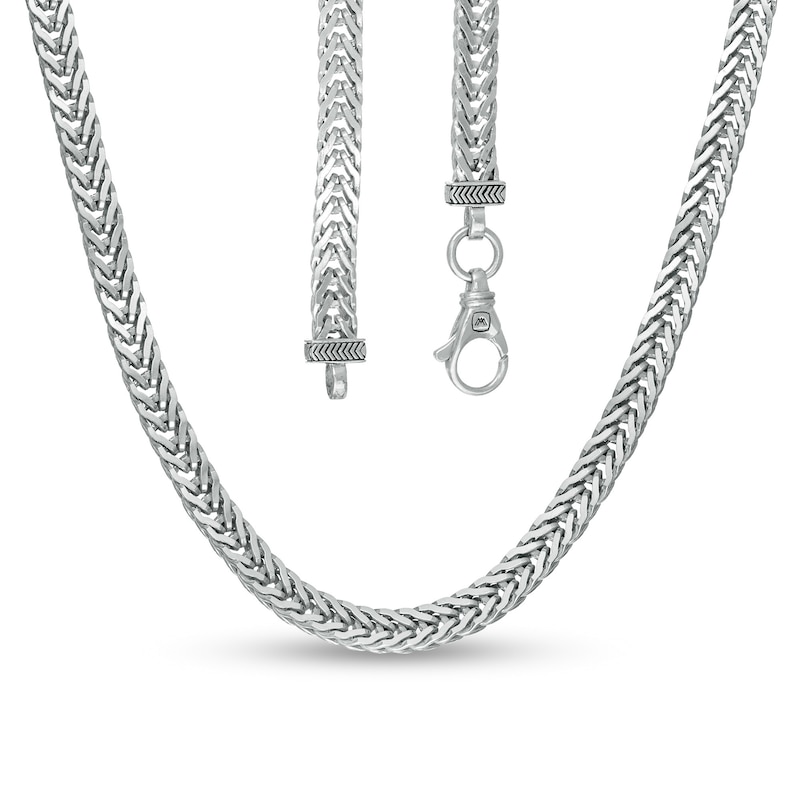 Vera Wang Men 6.0mm Foxtail Chain Necklace in Sterling Silver with Black Rhodium - 22"