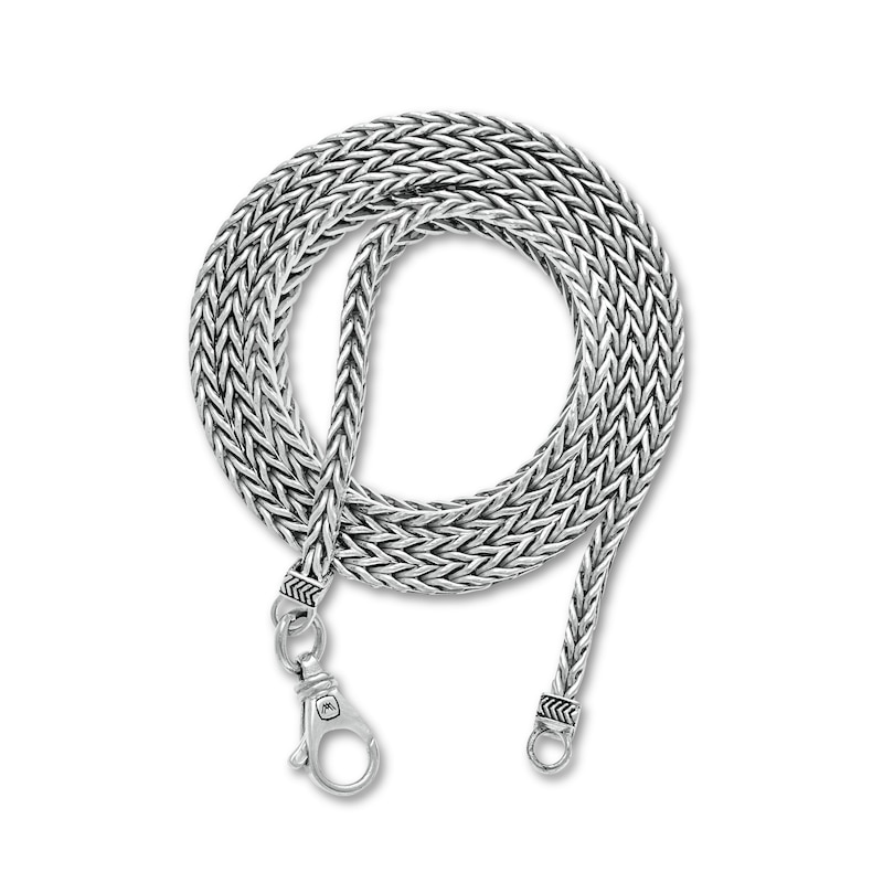 Vera Wang Men 6.0mm Foxtail Chain Necklace in Sterling Silver with Black Rhodium - 22"|Peoples Jewellers