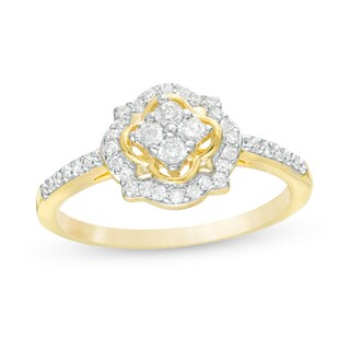 0.29 CT. T.W. Composite Diamond Clover Frame Engagement Ring in 10K Gold