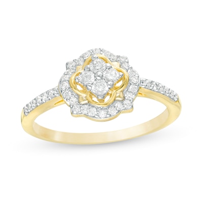 0.29 CT. T.W. Composite Diamond Clover Frame Engagement Ring in 10K Gold