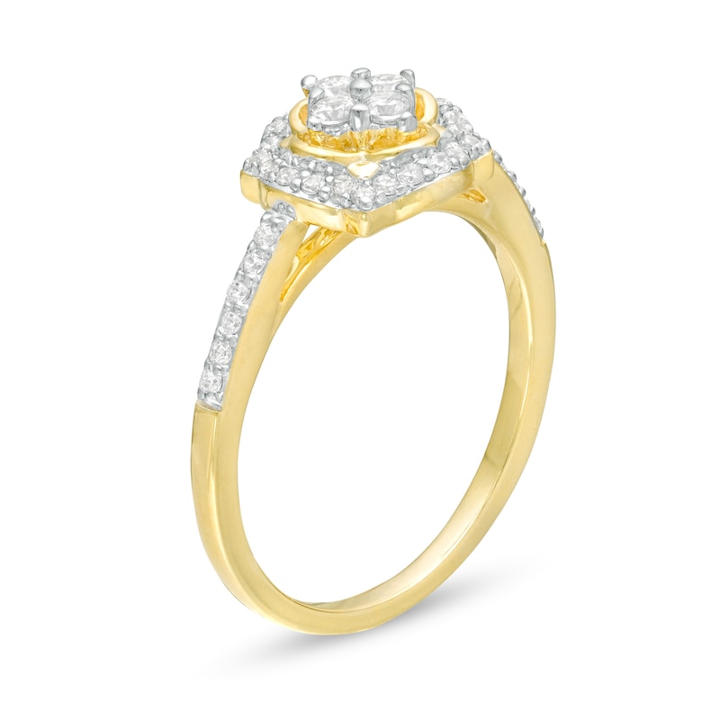 0.29 CT. T.W. Composite Diamond Clover Frame Engagement Ring in 10K Gold|Peoples Jewellers