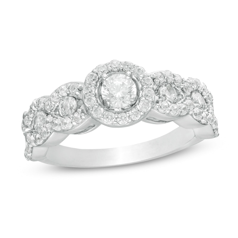 0.95 CT. T.W. Diamond Scallop Frame Engagement Ring in 10K White Gold|Peoples Jewellers