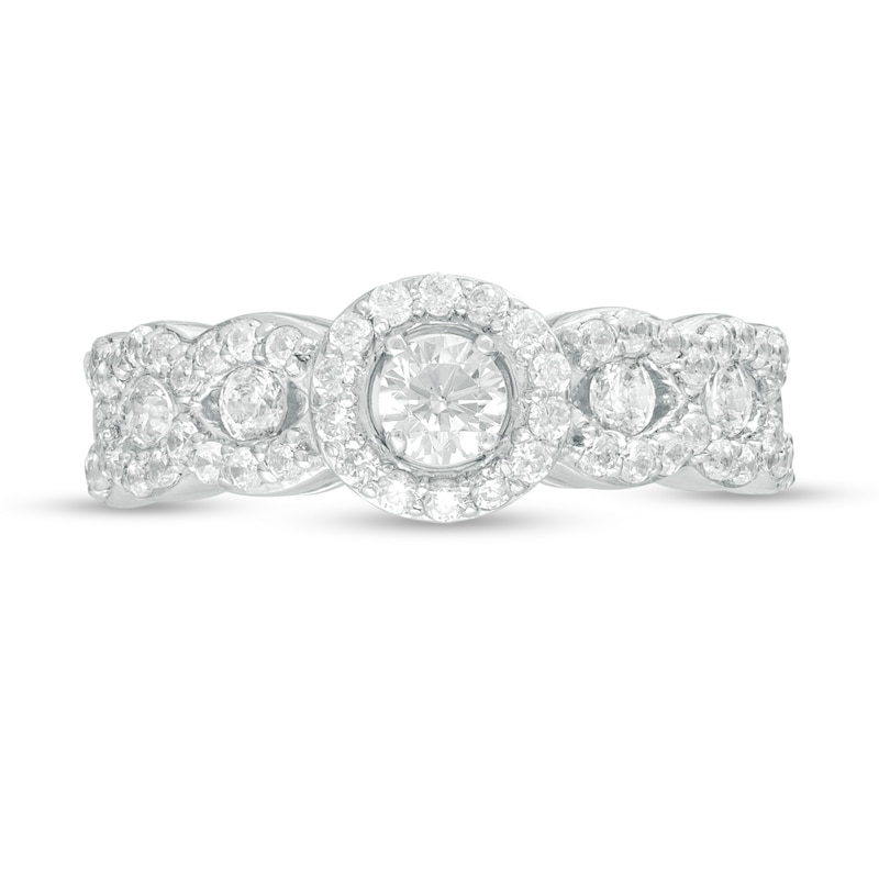 0.95 CT. T.W. Diamond Scallop Frame Engagement Ring in 10K White Gold|Peoples Jewellers