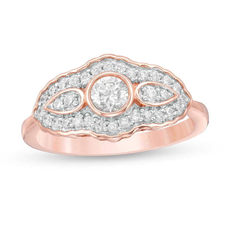 0.45 CT. T.W. Diamond Scallop Frame Engagement Ring in 10K Rose Gold|Peoples Jewellers