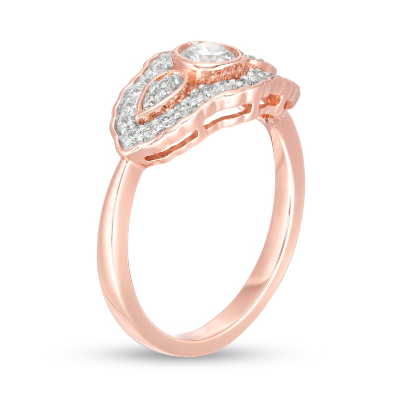 0.45 CT. T.W. Diamond Scallop Frame Engagement Ring in 10K Rose Gold|Peoples Jewellers