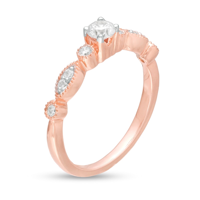 0.29 CT. T.W. Diamond Art Deco Vintage-Style Engagement Ring in 10K Rose Gold|Peoples Jewellers