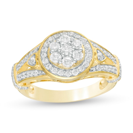 0.69 CT. T.W. Composite Diamond Frame Heart-Sides Engagement Ring in 10K Gold