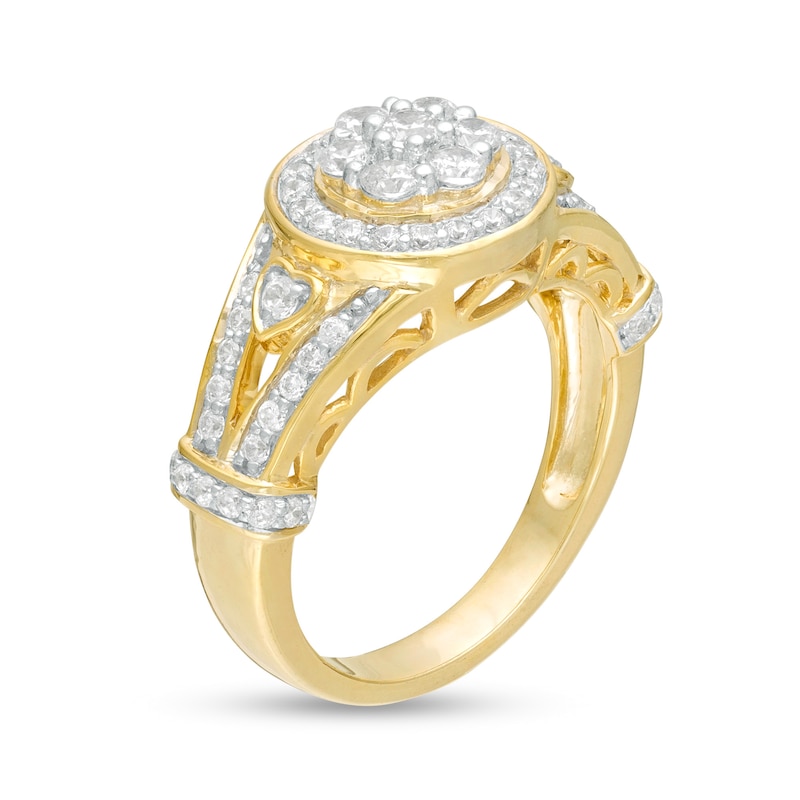 0.69 CT. T.W. Composite Diamond Frame Heart-Sides Engagement Ring in 10K Gold