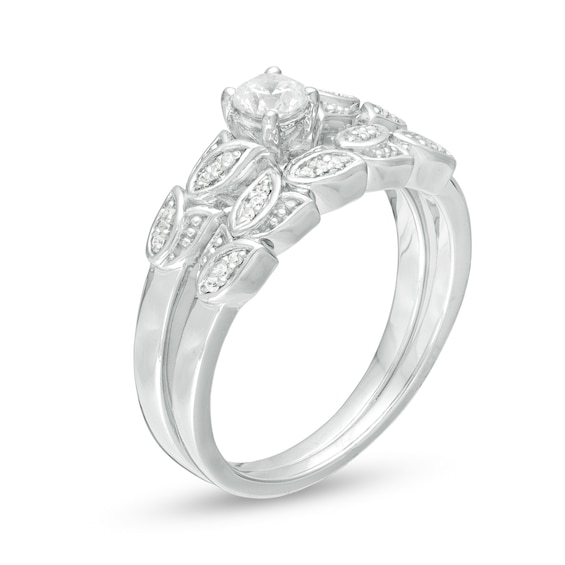 0.23 CT. T.W. Diamond Leaf-Shank Bridal Set in 10K White Gold