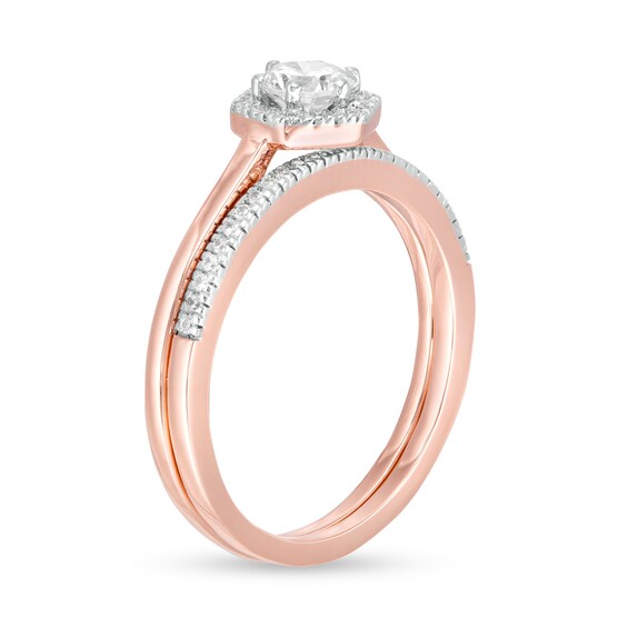 0.45 CT. T.W. Diamond Hexagonal Frame Bridal Set in 10K Rose Gold