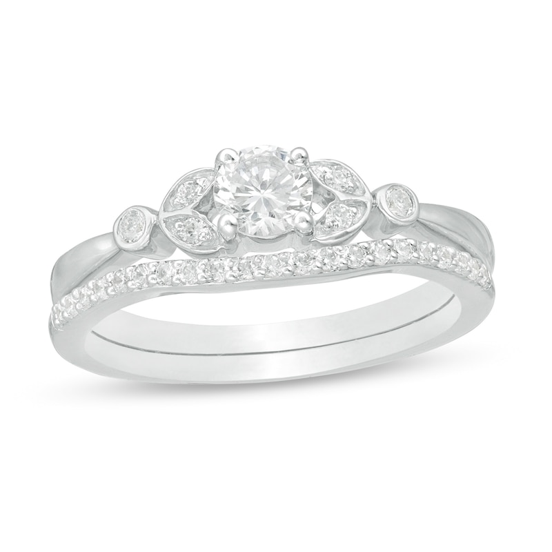 0.45 CT. T.W. Diamond Leaf-Sides Bridal Set in 10K White Gold|Peoples Jewellers