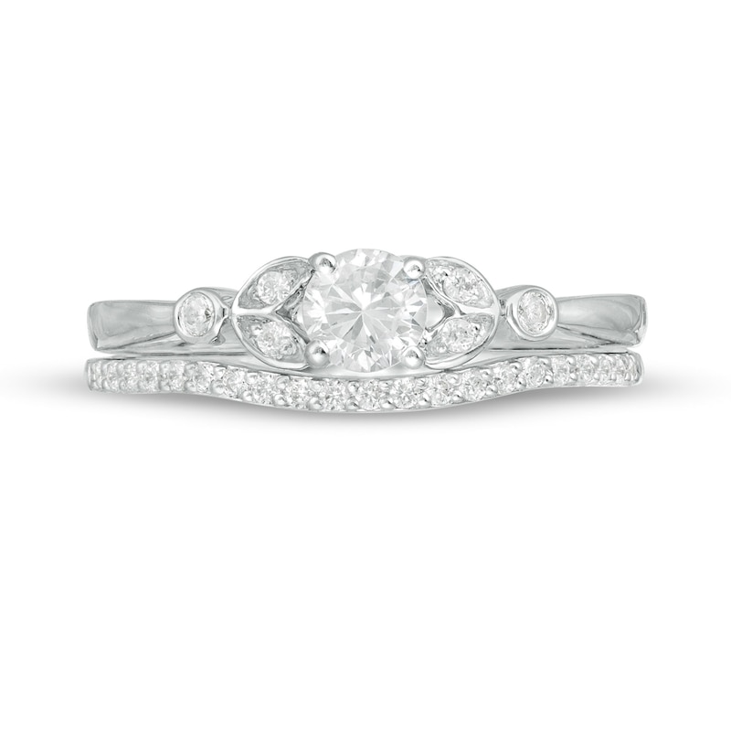 0.45 CT. T.W. Diamond Leaf-Sides Bridal Set in 10K White Gold|Peoples Jewellers