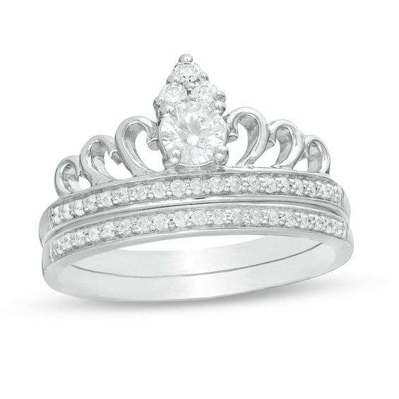 0.45 CT. T.W. Diamond Crown Bridal Set in 10K White Gold