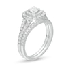 Thumbnail Image 2 of 0.69 CT. T.W. Diamond Double Cushion Frame Split Shank Bridal Set in 10K White Gold