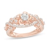 Thumbnail Image 0 of 0.58 CT. T.W. Diamond Flower Frame Twist Shank Engagement Ring in 10K Rose Gold