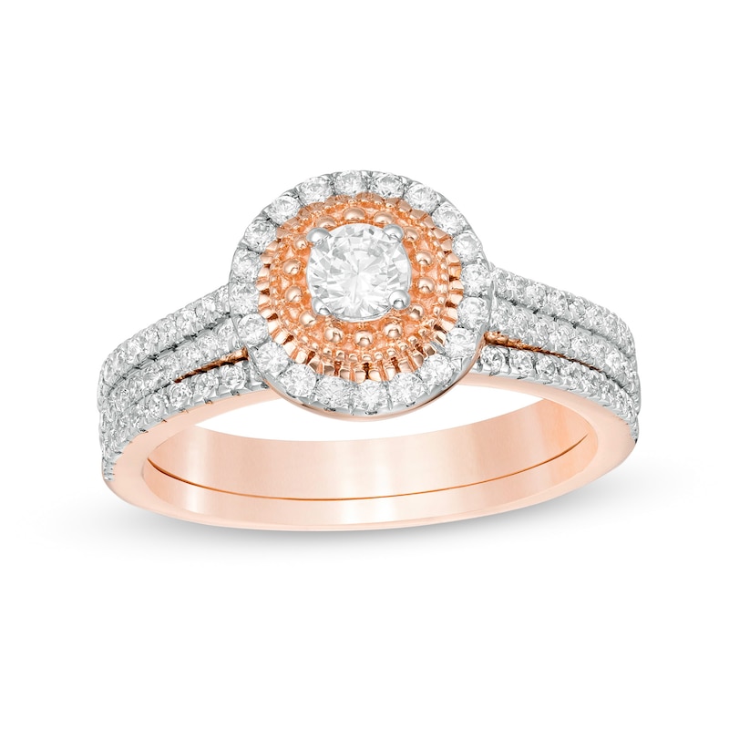 0.58 CT. T.W. Diamond Frame Bridal Set in 10K Rose Gold|Peoples Jewellers