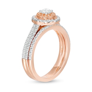 0.58 CT. T.W. Diamond Frame Bridal Set in 10K Rose Gold