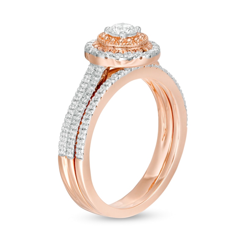 0.58 CT. T.W. Diamond Frame Bridal Set in 10K Rose Gold