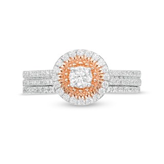 0.58 CT. T.W. Diamond Frame Bridal Set in 10K Rose Gold